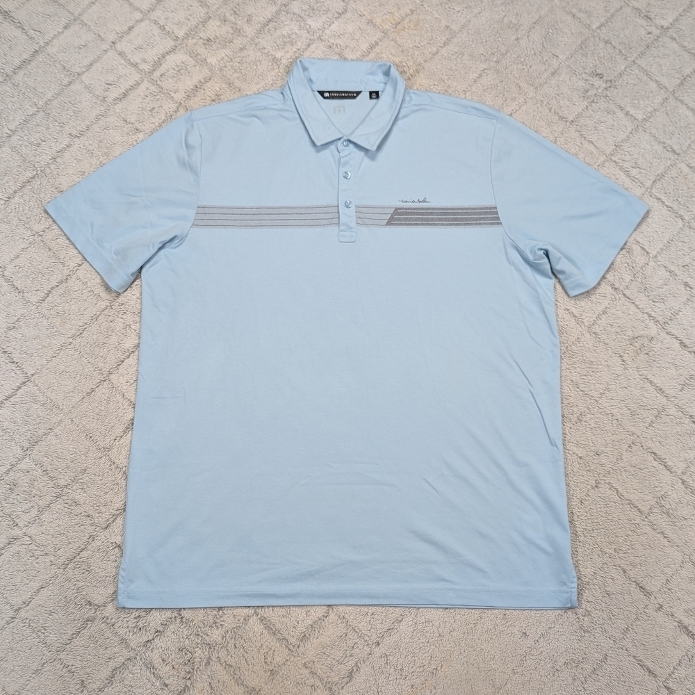 Travis Mathew Shirt Mens XXL Blue Light Kalama Cove Golf Polo Casual Cotton